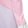 Fashionable Scoop Collar Long Sleeve Color Block Asymmtrical Ladies Dress
