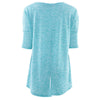 Stylish Round Neck Three Quarter Sleeve Irregular Hem Back Slit Women T-Shirt