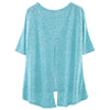 Stylish Round Neck Three Quarter Sleeve Irregular Hem Back Slit Women T-Shirt