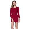 Stylish Round Collar Long Sleeve Color Bowknot Design Women's Sweater Dress