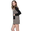 Stylish Round Collar Long Sleeve Color Block Faux Leather Spliced Women's Dress
