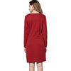 Stylish Scoop Collar 3/4 Sleeve Color Drawstring Knitted Women's Dress