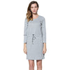 Stylish Scoop Collar 3/4 Sleeve Color Drawstring Knitted Women's Dress