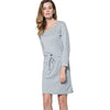 Stylish Scoop Collar 3/4 Sleeve Color Drawstring Knitted Women's Dress
