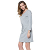 Stylish Scoop Collar 3/4 Sleeve Color Drawstring Knitted Women's Dress