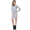 Stylish Scoop Collar 3/4 Sleeve Color Drawstring Knitted Women's Dress