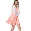 Fresh Style Round Collar Long Sleeve Lace Spliced Color Block A-Line Women's Dress