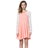 Fresh Style Round Collar Long Sleeve Lace Spliced Color Block A-Line Women's Dress