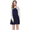 Fresh Style Round Collar Long Sleeve Lace Spliced Color Block A-Line Women's Dress