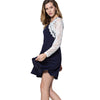 Fresh Style Round Collar Long Sleeve Lace Spliced Color Block A-Line Women's Dress