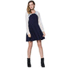 Fresh Style Round Collar Long Sleeve Lace Spliced Color Block A-Line Women's Dress