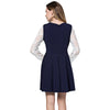 Fresh Style Round Collar Long Sleeve Lace Spliced Color Block A-Line Women's Dress