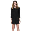 Simple Design Round Collar Long Sleeve Color Button and Pocket Design Straight Women's Dress