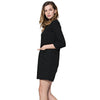 Simple Design Round Collar Long Sleeve Color Button and Pocket Design Straight Women's Dress