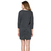 Simple Design Round Collar Long Sleeve Color Button and Pocket Design Straight Women's Dress