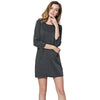 Simple Design Round Collar Long Sleeve Color Button and Pocket Design Straight Women's Dress