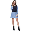 Sweet Scoop Collar Long Sleeve Spliced Striped A-Line Zippered Women's Dress