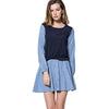 Sweet Scoop Collar Long Sleeve Spliced Striped A-Line Zippered Women's Dress