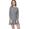 Fresh Style Jewl Neck Long Sleeve Printed Button Design Ruffled A-Line Women's Dress