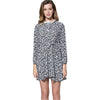 Fresh Style Jewl Neck Long Sleeve Printed Button Design Ruffled A-Line Women's Dress