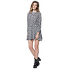 Fresh Style Jewl Neck Long Sleeve Printed Button Design Ruffled A-Line Women's Dress