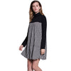 Stylish Turtleneck Long Sleeve Houndstooth A-Line Slimming Women's Dress