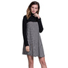 Stylish Turtleneck Long Sleeve Houndstooth A-Line Slimming Women's Dress