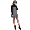 Stylish Turtleneck Long Sleeve Houndstooth A-Line Slimming Women's Dress