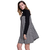 Stylish Turtleneck Long Sleeve Houndstooth A-Line Slimming Women's Dress