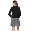 Fashionable Round Collar Long Sleeve Floral Print Spliced Faux Two Piece Women's Dress