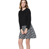 Fashionable Round Collar Long Sleeve Floral Print Spliced Faux Two Piece Women's Dress