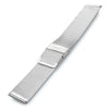 22mm Men Women Stainless Steel Mesh Watch Strap Folding Clasp with Safety Bracelet