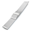 18mm Men Women Stainless Steel Mesh Watch Strap Folding Clasp with Safety Bracelet