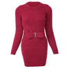 Stylish Round Collar Long Sleeve Color Bowknot Design Women's Sweater Dress