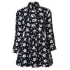 Stylish Turn Down Collar Long Sleeve Star Print A-Line Women's Dress