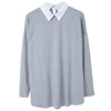 Stylish Shirt Collar Long Sleeve Spliced Color Block Loose-Fitting Women's Blouse