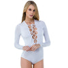 Sexy V-Neck Long Sleeve Criss Cross Pure Color Romper for Women
