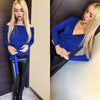 Chic Scoop Collar Long Sleeve Multi-Way Solid Clor Lace Up T-Shirt for Women