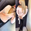 Chic Scoop Collar Long Sleeve Multi-Way Solid Clor Lace Up T-Shirt for Women