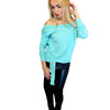 Chic Scoop Collar Long Sleeve Multi-Way Solid Clor Lace Up T-Shirt for Women