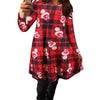 Chic Round Collar Long Sleeve Deer Print A-Line Ladies Christmas Swing Dress