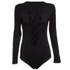 Sexy V-Neck Long Sleeve Criss Cross Pure Color Romper for Women