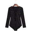 Sexy V-Neck Long Sleeve Criss Cross Pure Color Romper for Women