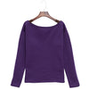 Fashionable Skew Collar Long Sleeve Achor Print Loose-Fitting Ladies T-Shirt