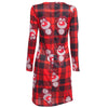 Chic Round Collar Long Sleeve Deer Print A-Line Ladies Christmas Swing Dress