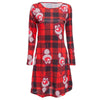 Chic Round Collar Long Sleeve Deer Print A-Line Ladies Christmas Swing Dress