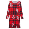 Chic Round Collar Long Sleeve Deer Print A-Line Ladies Christmas Swing Dress