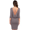 Chic Slash Collar Half Sleeve Backless Pure Color Bodycon Women's Dress