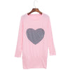 Chic Round Collar Long Sleeve Heart Print Bodycon Mini Dress for Women