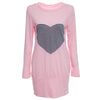 Chic Round Collar Long Sleeve Heart Print Bodycon Mini Dress for Women